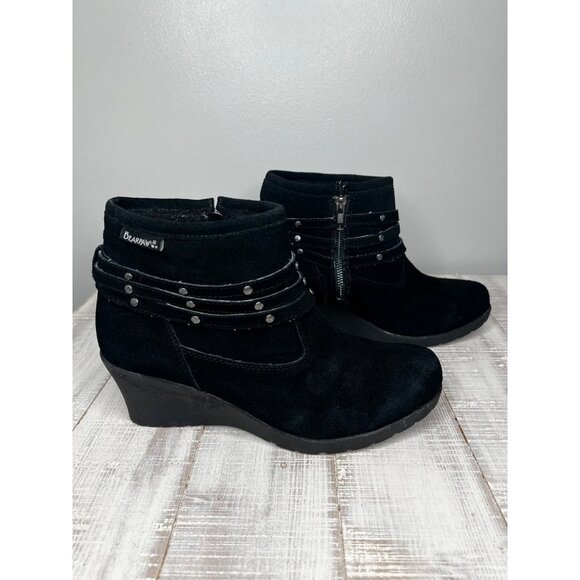 Bearpaw Womens Black Suede Ankle Boots With Side Zipper Size 10 - Picture 3 of 12